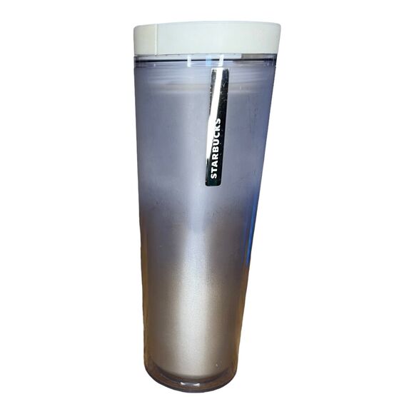 Authentic Starbucks Plastic 16oz 2013 Tumbler White Frosted Gradient - Picture 1 of 5